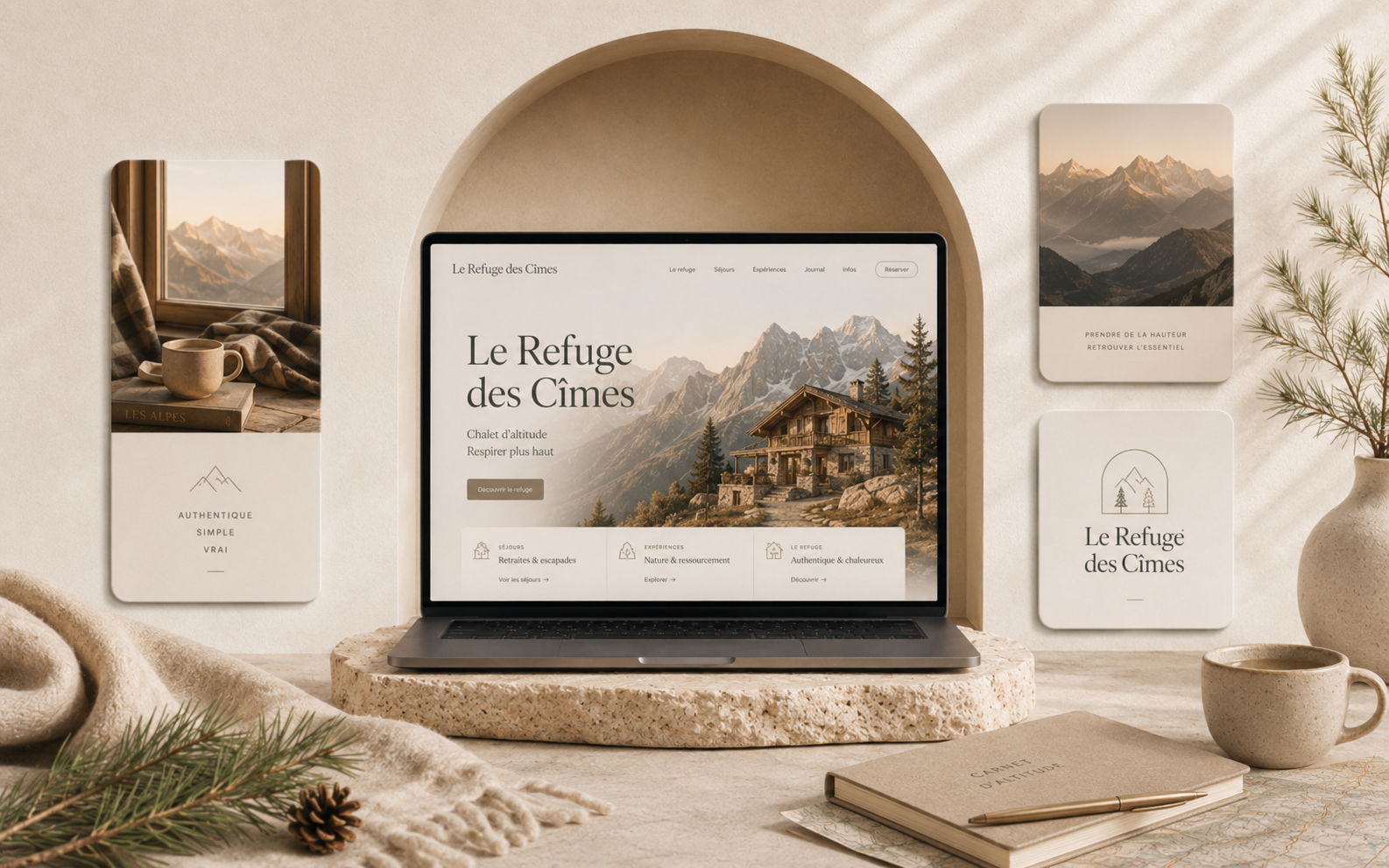 Visuel éditorial Le Refuge des Cîmes pour un projet de copywriting web tourisme et hébergement